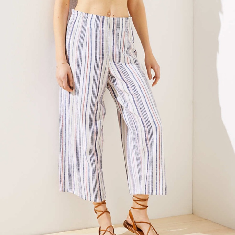 LOFT linen blend smocked waist pants